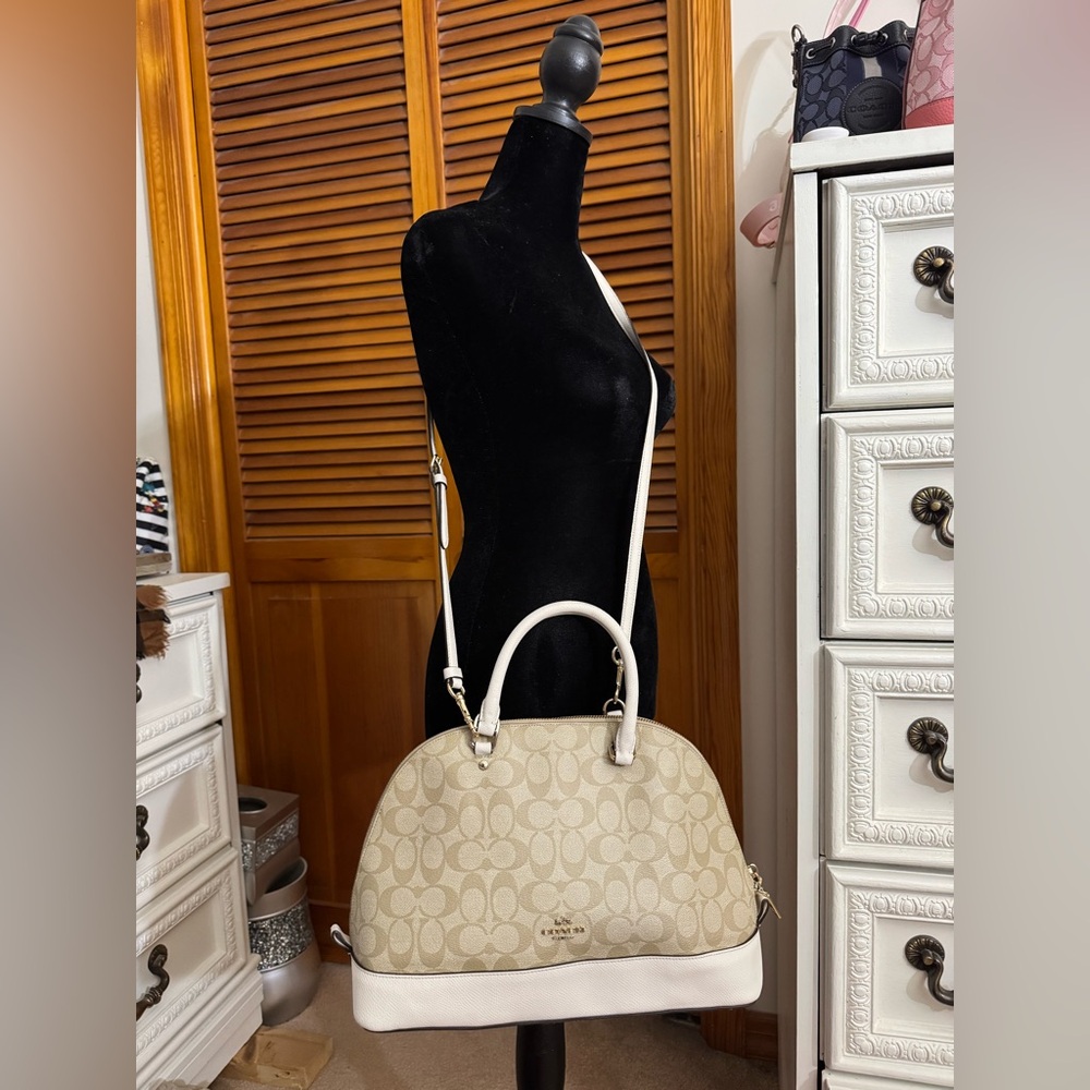 Coach Tan and Cream Sierra Satchel Bag - Picture 10 of 12